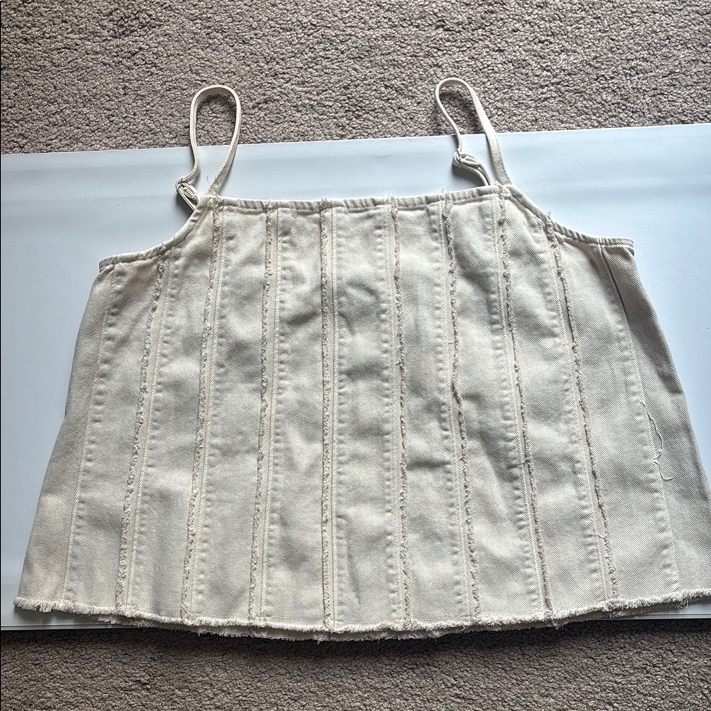 H&M Cream Ribbed Camisole Top
